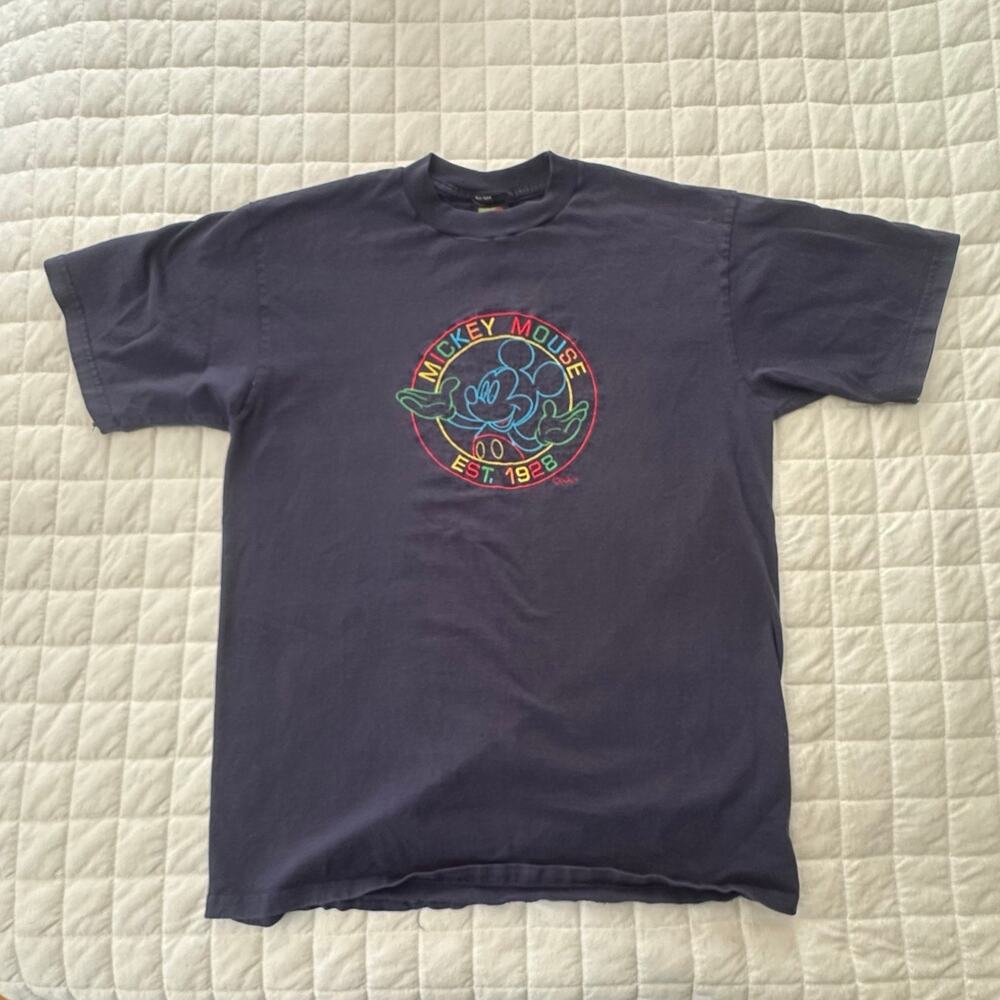 Vintage Mickey Unlimited Shirt Adult Large Blue Mickey Mouse Embroidered Graphic